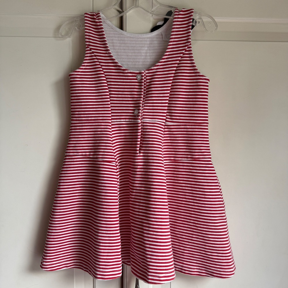 Janie and Jack Striped Dress Fit & Flare Patriotic Flower Red White Girls 3 - Picture 2 of 6